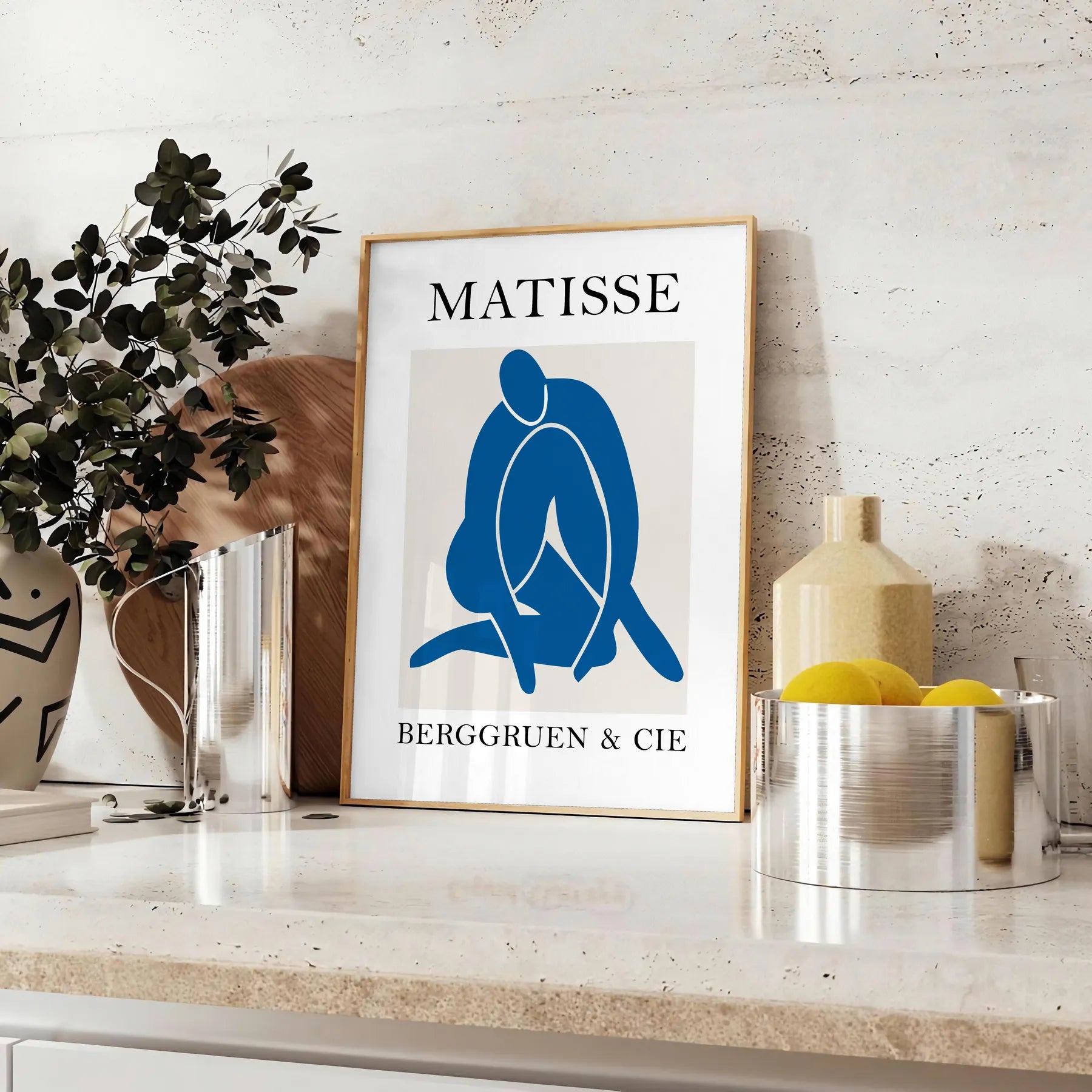 space elegant Matisse wall art iconic papier découpés style graceful gray white hues captivating poster ideal artwork gift choice standalone print
