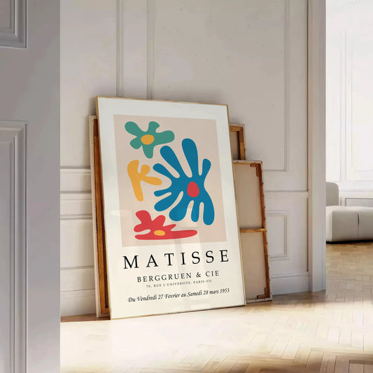 Poster space Matisse Prints Framed vibrant Papier Découpés striking wall art bold white yellow hues perfect unique artwork gift finished look unframed option flexibility